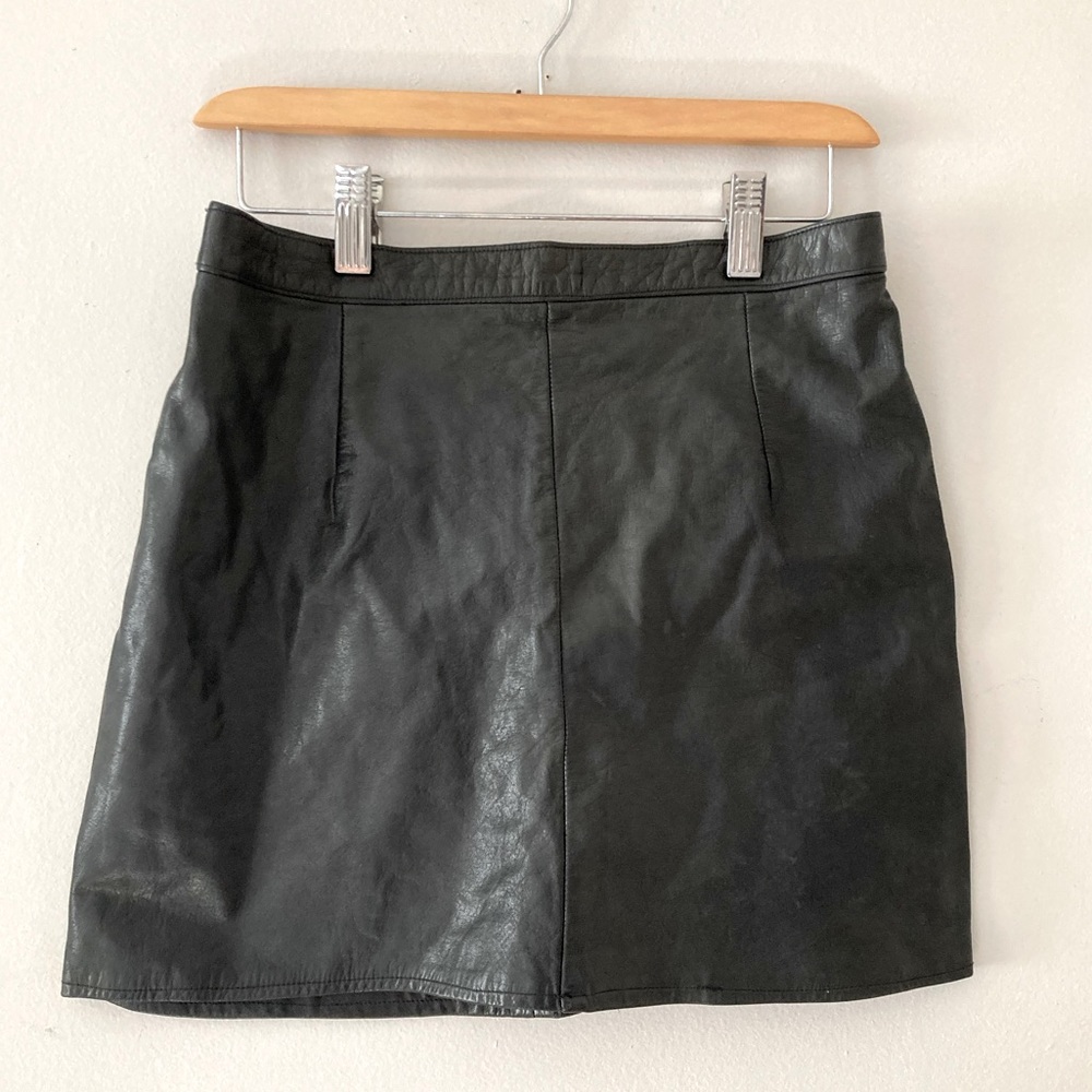 Black 100% Leather Mini Skirt